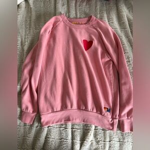 Aviator Nation Pink Sweatshirt with Red Heart Patch